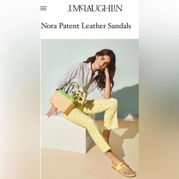 J.McLaughlin Nora patent leather Sandals with Gold Accents; Size 7.5 Brand New! - Picture 3 of 15